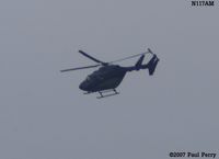 N117AM @ ISO - Local medevac helo transiting KISO airspace - by Paul Perry
