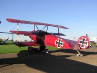 G-FOKK @ EGBK - Fokker Dr1 Replica based at Sywell