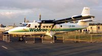 LN-BNH @ EGLF - DHC6 Twin Otter c/n 624 in Wideroe colours at Farnborough Show 1990 - by Terry Fletcher