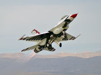 87-0303 @ KLSV - USA - Air Force / 1987 General Dynamics F-16C Fighting Falcon (Block 32H) - Thunderbird #6 - Major Samantha Weeks (Opposing Solo) - by Brad Campbell