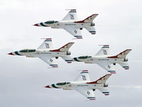 87-0319 @ KLSV - USA - Air Force / 1987 General Dynamics F-16C Fighting Falcon (Block 32J) - Thunderbird #1 - Lt. Colonel Kevin Robbins (Commander/Leader) leads the Diamond Formation. - by Brad Campbell