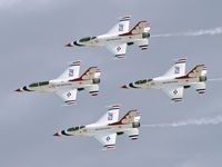 87-0319 @ KLSV - USA - Air Force / 1987 General Dynamics F-16C Fighting Falcon (Block 32J) - Thunderbird #1 - Lt. Colonel Kevin Robbins (Commander/Leader) leads the Diamond Formation. - by Brad Campbell