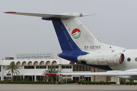EY-65763 @ OMRK - Tajikistan Airlines Tupolev 134