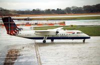 G-BRYU @ EGCC - Dash 8 at very wet Manchester in 1998 - by Terry Fletcher