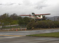 N326DW @ SZP - 1946 Cessna 140, Continental O-200 100 Hp upgrade, on short final for Rwy 22. MVFR weather - by Doug Robertson