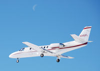 N545PL @ KAPA - Approach to 17L with Moon.