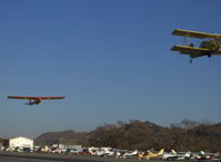 N6230L @ SZP - 1964 Schweizer SGU 2-22E Glider with Son in front, Dad behind being towed aloft by N7867 Grumman-Schweizer G-164A AG-CAT from Rwy 22 - by Doug Robertson