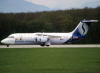 OO-DWH @ LSGG - Line up rwy 23 for departure with special 'Asterix' logo scheme... - by Shunn311