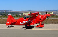 N260SP @ KIC - Vibrantly-painted ORACLE/Tutima 1981 Oliver Steven R PITTS S-2S taxying (thumbs up! to me) @ Mesa Del Rey (King City) Municipal Airport, CA - by Steve Nation