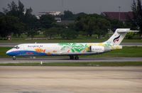 HS-PGP @ VTBD - Bangkok Air's colourful Boeing 717 at Bangkok Don Muang - this aircraft has now been sold to Spanair as EC-KNE - by Terry Fletcher