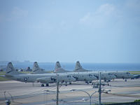 158927 @ RODN - Lockheed P-3C-IIIR (Heads a line of P-3's on the ramp at Kadena)
