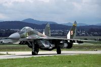 89 @ LZSL - When the Polish AF took over the Czech MiG-29's they retained the Czech camouflage for a while. Even the tiger stripe on the fin remained in place. After a year or so these MiG's received the more common Polish grey colors. - by Joop de Groot
