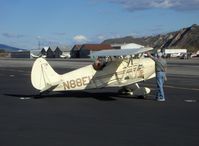 N88EH @ SZP - 1979 Hooper EAA BIPLANE Model P. 'Woodstock', Lycoming O-290 135 Hp, hard to start-Bill Cornick will hand prop it - by Doug Robertson