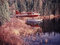 C-GSPK - Cessna 185 on floats at Woodman Lake, northern Saskatchewan ca. 1980 - by Stephen Kristenson