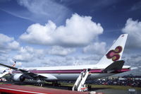 N5028Y @ EGLF - Boeing 777 destined for Thai Airways (HS-TKA) at Farnborough, 1998.