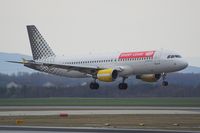 OE-LEV @ LOWW - flyNIKI A320 owner is vueling, old regiestrierung at the nose gear wheel - by Delta Kilo