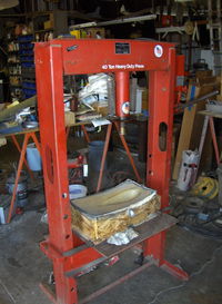 N273MD @ SZP - Dickenson Dickenson-Howard DGA-21, press used to stabilize aluminum sheet with fixture during bump cowl forming-with female cowl mold - by Doug Robertson