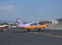 N2771 @ SZP - 1962 Beech 95-A55 BARON, two Continental IO-520-E 285 Hp each upgrade (Colemill President 600 conversion), taxi to Rwy 22. Yes, that is lavender & orange! - by Doug Robertson