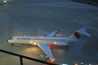 N937AX @ CID - ABX559 has just arrived at the base of the tower, on the lighted ramp - by Glenn E. Chatfield