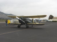 N110AS @ SZP - 2005 Waco Classic YMF-F5C, Jacobs R755B 275 Hp, arriving at transient tiedown area - by Doug Robertson