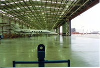 VR-BOB @ EGLL - In Huntings hangar Heathrow - by Steve Burdon