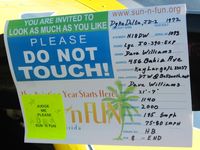 N18DW @ LAL - Sun N Fun 2008.  Info sign. - by Bob Simmermon