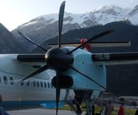 OE-LGH @ LOWI - Left propeller of Austrian arrows Dash8-Q400