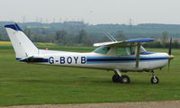 G-BOYB @ EGSP - Cessna A152 at Sibson - by Terry Fletcher