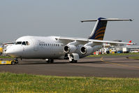 D-AEWL @ EXT - Eurowings BAe 146 at Flybe H.Q. Exeter for maintenance?