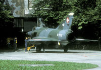 R-2112 @ LSMU - Switzerland is one of few coutries that uses mountain hangars. This Mirage is about to switch off its engine. It will be towed inside the mountain afterwards. - by Joop de Groot