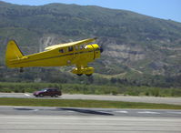 N727ST @ SZP - 1944 Howard DGA-15P P & W R985-AN Wasp Jr. 450 Hp. Takeoff climb Rwy 22 to SBP for lunch - by Doug Robertson