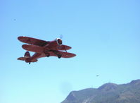N114H @ SZP - 1939 Beech D17S STAGGERWING, P&W R-985 Wasp Jr. 450 Hp, Takeoff climb Rwy 22 to SBP for lunch - by Doug Robertson