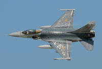 FA-82 @ CORNFIELD - After strafing one of the targets this F-16 shows it upper surface. Clearly visible is the paint job that has been done to the wings. A kind of new panther like camouflage...