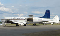 N555SQ @ FAI - Delivered to United Airlines as N37585 in 1957 , operated until 1968 , stored for 3 years at Ryan Field ,AZ before becoming N555SQ with Sis-Q Flying Services and subsequently with Macavia , T & G Aviation , Barron Thomas and Everts Fuel - by Terry Fletcher