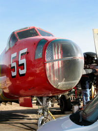 N355MA @ MEV - Close-up of nose withOld Glory Minden Air 1957 Lockheed SP-2H Tanker 55 @ Minden NV - by Steve Nation
