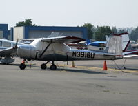 N3916U @ O69 - Petaluma's perennial all aluminum 1965 Cessna 150E with red fin band @ Petaluma, CA - by Steve Nation