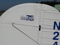 N2416N @ 2Q3 - CLOSE-UP TAIL 'Warlock Racing #75' 1947 Cessna 120 @ Davis-Yolo County Airport, CA - by Steve Nation