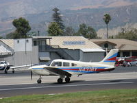 N4318Y @ SZP - 1983 Piper PA-28-161 WARRIOR II, Lycoming O-320-D3G 160 Hp, taxi off Rwy 22 - by Doug Robertson