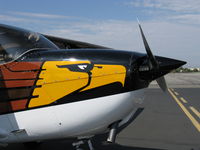 N735EJ @ SZP - 1977 Cessna 182Q SKYLANE, Continental O-470-U 230 Hp, cowl art - by Doug Robertson