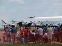 N9109R @ KOFF - BEECH C18S ABOVE THUNDER BIRDS - by Gary Schenaman