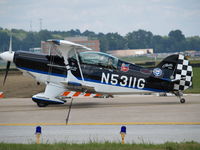 N5311G @ KOFF - WAVING TO THE CROWD, I JUST GOT TO THE SHOW WHEN SHE WAS FLYING. - by Gary Schenaman
