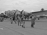 N390TH @ EGSU - Boeing B-17G/Duxford (Liberty Belle) Atmospheric black & white