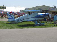 N103N @ OSH - 1972 Nyquist Bucker Jungmeister BU.133S, Lycoming IO-360 A&C replacement for original Siemens-Halske 160 Hp radial and streamlined wheel covers substantially changes appearance. - by Doug Robertson