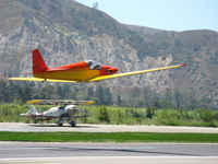 N1700F @ SZP - 1967 Sportavia-Putzer FOURNIER RF4-D motorglider, Rectimo (VW) 4AR 1200 modified to 1400 c.c. 40 Hp, retracted main gear, takeoff climb Rwy 22 - by Doug Robertson