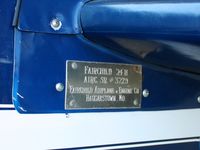 N12120 @ I74 - S/N plate.  On display at MERFI fly-in, Urbana, Ohio. - by Bob Simmermon