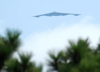 90-0041 - B-2 Stealth Bomber Spirit of Hawaii flies over the Denver stadium.