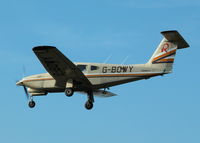 G-BOWY @ EGLK - Resident PA-28 on approach to runway 26 - by BIKE PILOT