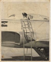 UNKNOWN @ DOW AFB - MY LATE FATHER IN A F-80 SHOOTING STAR @ DOW AFB.  BANGOR, MAINE.  SOMETIME BETWEEN 1948-1953 KOREAN CONFLICT - by Gary Schenaman