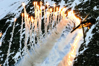 T-333 @ AXALP - The 100+ flare launch by the Cougar TH98 still is one of the highlights of the anual Axalp demo. - by Joop de Groot