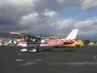 N9830J @ SZP - 1975 Cessna A150M AEROBAT, Continental O-200 100 Hp, rated +6,-3 Gs, checker stripe tail - by Doug Robertson